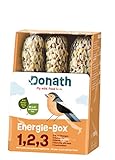 Donath Energie-Box 1,2,3-3 Nusstangen (3 x 120g) - traditionell in feinstes Rinderfett getaucht - Ganzjahres Wildvogelfutter mit kraftspendendem Fett - aus unserer Manufaktur in Süddeutschland