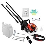 26cc Benzin Heckenschere, 0.74 kW 7500RPM handliche heckenschere Benzin, 24' Rasentrimmer-Schnittlänge mit Dual-Action-Klingen, Professionelle Gartenschere