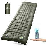 WARMTUYO Elektrisch Isomatte Camping, 12CM Verdicktes Aufblasbare Matratze mit Kissen, Wasserdicht Anti-Ripstop Luftmatratze Outdoor Schlafmatte für Wandern, Outdoor, Zelt