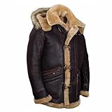 FGRID Dufflecoat aus Leder und Schaffell für Herren, Vintage-Bomberjacke aus Wildlederimitat mit Revers und Sherpa-Futter, Dicke Winterjacke mit Motorradkapuze,Kaffee,5XL