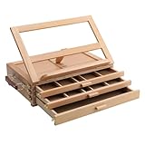 Holz-Tischstaffelei mit Schublade, Aufbewahrungsbox mit 3 Schubladen, tragbare Künstler-Desktop-Box zum Zeichnen, Skizzieren