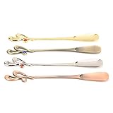 lyrlody Dessertlöffel-Set, 4-teiliges Zinklegierungs-Kaffeelöffel-Ständer-Kit Getränke Rührrührschaufel Obstkuchen Zuckerlöffel Teelöffel-Set für Cafe Bar Home Kitchen 4.9x0.61in