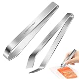 Grätenpinzette 2 Stück, Fischgrätenpinzette Schräge Spitze + Grätenzange für Fisch Mit Geradem Kopf, Rostfreier Edelstahl Qualität Fischpinzette Grätenzange für gräten, für Huhn Ente Schwein Haar