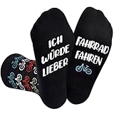 Lustige Geschenke für Männer Fahrradsocken Lustig, Geburtstag Weihnachten Geschenke für Fahrradfahrer Bruder Freund Rennrad Socken, ICH WÜRDE LIEBER FAHRRAD FAHREN Socken Fahrrad Geschenk Zubehör