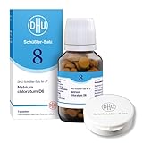 DHU Schüßler-Salz Nr. 8 Natrium chloratum D6 – Das Mineralsalz des Flüssigkeitshaushalts – das Original – umweltfreundlich im Arzneiglas, 200 St. Tabletten mit Tablettendöschen