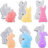 3 Stück Silikonform Ostern, Ostern Kaninchen Silikonformen Gießformen, 3D Kaninchen Gießform Ostern,