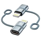 USB C auf Lightning Adapter (2Stück), Adapter USBC auf iPhone mit Anti Verlust Seil, PD Schnelles Laden Lightning USB C Adaptor für iPhone 14 13 12 11 Pro Max XR XS X, iPad Pro/Air 5/Mini 6, iPod