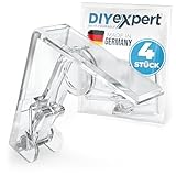 DIYexpert Tischdeckenklammern Transparent Made in Germany [4 Stück] Stabile Tischtuchklammern für Dicke Tische bis 45 mm – Wetterfest & rutschfest – Tischklammern für Garten, Balkon & Innenbereich