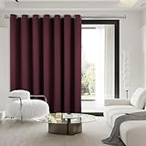 WUXXIANG Wohnzimmer Vorhänge Ösenvorhang 2Er Set 165 x 235 cm Knitterfrei Pflegeleicht, Blickdicht Gardinen Schlafzimmer Vorhang, mit Raffhalter für Schlafzimmer Wohnzimmer, Weinrot