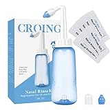 CROING 𝙉𝙖𝙨𝙚𝙣𝙨𝙥ü𝙡𝙪𝙣𝙜 -80 x Salz +1 x Nasendusche Flasche (300 ml)- Neti Pot, Nasenspülung, Nasenreinigung, Nase Spülen Erwachsene, Nasenspülkanne