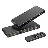 PORTTA HDMI Matrix 4x2 4K 60Hz, 4 in 2 Out mit Toslink 3.5 mm Audio Extractor ARC 16 EDID Modes 4K Downscale und IR Fernbedienung, unterstützt HDMI 2.0b HDCP 2.3/2.2 HDR 3D