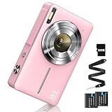 Digitalkamera Fotoapparat 44MP FHD 1080p Fotokamera mit 32G Karte Digital Kamera mit Batterie Einfache Tragbare 16X Digitalzoom Digitalkamera für Kinder Teenager Student Senioren Anfänger(Rosa)