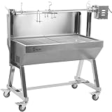 BBQ-Toro Mobiler Edelstahl Spanferkelgrill | Bis zu 60 kg | Rotisserie Grill Mit Motor, Spießbratengrill | Spießgrill für Schwein und Lamm, Schweinegrill mit Rollen, Elektrischer Grillspieß