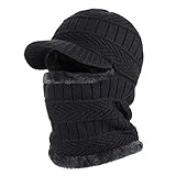AYPOW Wintermantel aus Sturmhaube mit flexiblem Halswärmer, winddichter, Unisex Warmer Ski-Gesichtsmaske für Outdoor-Sportarten-Schwarz