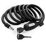 KOHLBURG Kabelschloss 200 cm lang - einfach ohne Schlüssel abschließbar - Schloss für Fahrrad mit Halterung - Spiralschloss mit 3 Schlüssel als Fahrradschloss & Kinderwagenschloss