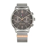 Tommy Hilfiger Multi Zifferblatt Quarz Uhr für Damen mit Graues Edelstahl-Mesh-Gliederarmband - 1782304