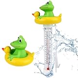 Schwimmendes Wasserthermometer, Schwimmbad Thermometer, Cartoon-Wassertemperatur Thermometer, Bruchsicheres Schwimmbadthermometer mit Seil, Geeignet für Whirlpools im Innen- und Außenbereich, Pools