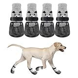 ZSMJAER 4 x Hund Pfotenschutz Fußabdeckung, Schützende Hundesocken, wasserdichte rutschfeste Hundeschuhe, Verstellbare Hundeschuhe mit 2 Klettbändern, Größe ist für Kleine und Mittlere Hunde (L)