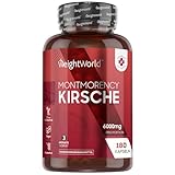 Montmorency Sauerkirschen Kapseln 6000mg - 180 Stück - 120mg Sauerkirsch Extrakt 50:1 pro Portion - Veganer & Vegetarier - 3 Monate Vorrat - Laborgeprüft in Deutschland - Kirschextrakt - WeightWorld