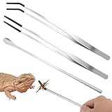 Thinp 3 Stück Aquarium Pinzette Edelstahl,Gebogen Aquarium Pinzette Lang,Reptilien Futterpinzette,27 cm Lange Futterzange,Pinzetteterrarium Werkzeug,Lange Pinzette,für Wasserpflanze Reptilien