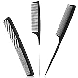 Sularpek Kamm, 3 Stück Schwanzkämme Set, Feiner Zahnkamm, Kohlefaser Stylingkamm, Frisierkamm, Teasing Haarkamm für Frauen und Männer, Antistatisch, Hitzebeständig