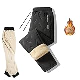 Ordaba Magulo Unisex Thermohose, 2024 Doppelschichtverdickung Wasserdicht Winddicht Winter Lammwolle Thermohosen Freizeithose (DE/NL/SE/PL, Alphanumerisch, XXL, Regular, Regular, Schwarz)