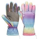 Kinder Winter Skihandschuhe Wasserdicht rutschfest Thermo-Plüsch, Snowboard Bunte Handschuhe Fäustlinge für Mädchen Jungen 4–6 Jahren