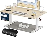 Homall Höhenverstellbarer Schreibtisch 140x70cm mit USB-A Ladeanschluss, Elektrischer Schreibtisch mit Kabel Management Tray, Standing Desk mit 3 Memory Funktion, Computertisch Beige