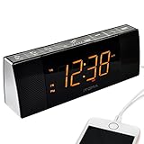 iTOMA RadioWecker mit Bluetooth, FM Radio, Dual Wecker mit Snooze, USB-Aufladung, Auto und manueller Dimmer, Uhr für Nachttisch CKS503