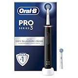 Oral-B PRO 3 series 3 Elektrische Zahnbürste/Electric Toothbrush,2 Sensitive Clean Aufsteckbürsten,3 Putzmodi und visuelle 360° Andruckkontrolle für Zahnpflege, Geschenk Mann/Frau, schwarz, 1 stück
