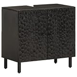 QJBSAVVA Waschbeckenunterschrank Schwarz Massivholz Mango Moderner Badezimmerschrank mit Stauraum 62 x 33 x 58 cm Stabil & Elegant für Bad WC und Gästebereich