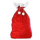 Widmann 1561X - Weihnachtsmann Sack, aus Samt, 60 x 100 cm, rot-weiß, Nikolaus, Beutel, Accessoire, Zubehör, Motto Party, Karneval, Weihnachten