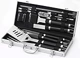 ROAMANTICIST 20pcs Edelstahl Grillzubehör Tool Set，Grill Zubehör Set  Geschenke für Männer und Frauen, Perfektes Grillbesteck Kit  mit Grillkoffer und Grillmatte für Garten und Camping