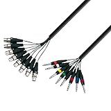 Adam Hall Cables 3 STAR L8 MV 0500 - Studio Loom Kabel, 8x 3-Pol XLR male auf 8x 6,3 mm Klinkenstecker stereo, schwarz, 5m