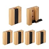JSVER Kleiderhaken 6 stück Bambus Haken Garderobenhaken Wand Moderne Garderobenleiste Holz Faltbarer für Jacken, Mäntel, Schals, Handtaschen und Mehr, Holz