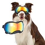 OneTigris Hundebrille, Sonnenbrille für Hunde Winddicht und staubdicht mit UV-Schutz, Langlebig und komfortabel Einstellbar Hundesonnenbrille für Schnee, Outdoor-Abenteuer, Auto - M