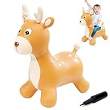 Herfair Hüpftier ab 2 Jahre Kinder Aufblasbare Hirsch mit Luftpumpe Hüpfball Hüpfspielzeug Geschenk für Weihnachten, Tragfähigkeit 150 kg (C)
