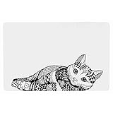 TRIXIE 24788 Napfunterlage Katze, 44 × 28 cm, weiß/schwarz