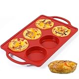 CAKETIME Muffin-Backform, Silikon-Eierformen für Frühstück, Sandwiches, 7,6 cm, runde Eierbackform für den Ofen, englische Muffins, Whoopie Pies, Maisbrot, Eierbissen, Torten, Rot