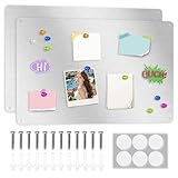 ALANGDUO 2 Stück Magnettafel Magnetboard, 42 x 30 cm Metall Magnettafel Magnetwand, Pinnwand Magnetisch, Magnetische Metalltafel für Notizen und Fotos, Magnetwand Kreidetafel für küche, Silber