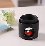 Umllpet Duftlampe Ambiente Teelicht, 8.8x9.7cm Keramische Duftlampe Teelicht,Aromalampe Duftöllampe, Duftlampen Duftöl Lampe Duftöl Lampe Abnehmbare Schale für Ätherische Öle(Schwarz)