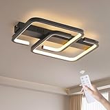 SENFAY Modern LED Deckenleuchte Schlafzimmer Dimmbar, Wohnzimmer Deckenlampe Schwarze Mit Fernbedienung, 36W Schlafzimmerlampe decke Mit Memory Funktion, 3000K-6500K Wohnzimmerlampe, Bürolampe, L45cm