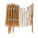 BOGATECO Haselnuss Roll-Steckzaun aus Holz Braun imprägniert | 35cm Hoch & 500cm Lang | Holz-Zaun | Lattenabstand 4-5cm | Staketenzaun Perfekt als Beet-Umrandung oder Weg-Abgrenzung