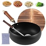 Stielfreie Töpfe aus Gusseisen, Kochtopf mit Deckel | Holzgriff Küchenutensilien mit Spatel für elektrische Kochfelder Fleisch Gemüsenudeln Suppe