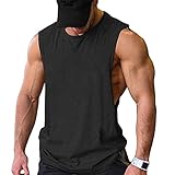 COOFANDY Tank Tops Herren Gym Workout Tanktop Cut Off Muskelshirt Fitness Ärmelloses Shirt, Schwarz(1 Stück) L
