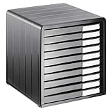 Rotho Timeless Schubladenbox / Bürobox mit 10 Schüben, Kunststoff (PS) BPA-frei, anthrazit, (34,5 x 29,0 x 32,0 cm)