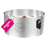 Sallys Tortenring 10 cm - Durchmesser Verstellbar 17-30 cm - Backform aus Rostfreiem Federbandstahl - mit Skalierung & Klemmverschluss - Spülmaschinenfest