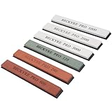 6 Stück Messer Schleifstein Set, Schleifstein Messerschärfer für Messerschärfer mit Festem Winkel, Abziehstein Sharpening Stone, Professionelles Schleifstein Set mit Sockel für Küche, im Freien
