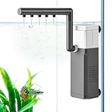 VILLNO 3W Mini Aquarium Filter, 180LPH Leiser Aquarium Innenfilter, 3-IN-1 Aquarium Pumpe mit Filter für 3-25L Betta, Jungfisch und Garnelenaquarien