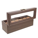 AKOOSY Holz Uhrenbox mit Fächern Doppelstöckiger Schmuck Organizer Samtweiche Kissen Abschließbarer Uhrenkasten für Herren und Damen Kompakte Aufbewahrung für Uhren Armbänder und Ringe